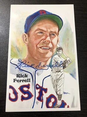 RICK FERRELL Signed AUTOGRAPHED PEREZ STEELE POST CARD 8th Series 1985 Red Sox - Image 1 of 2