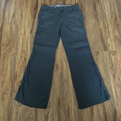 Calça feminina Level 99 27 (28x28) cinza perna larga alargada mistura de linho - Imagem 1 de 4