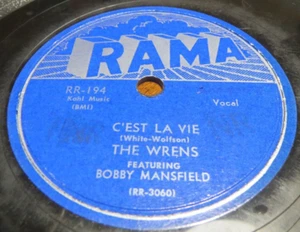 78RPM Rama RR-194 Wrens + Bobby Mansfield - C'est La Vie / Jimmy Wright V to V- - Picture 1 of 5