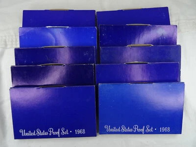 (10) 1968-S US Mint Proof Sets 50 Coins Wholesale Lot OGP 40% Silver Kennedy - Image 1 of 4
