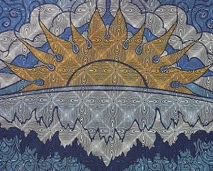 SUN WAVE-SPECIAL EDITION OPTICAL ILLUSION TAPESTRY-WALLHANGING-60X90 - Picture 1 of 3