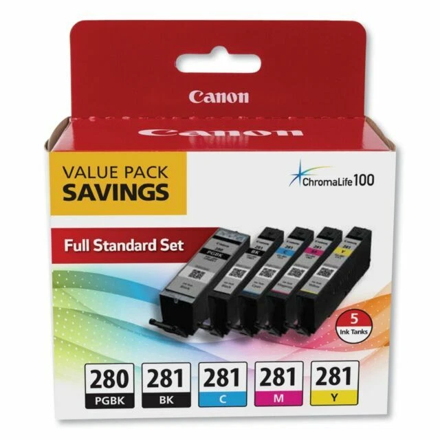Canon PGI-280 CLI-281 5 Color Cartridge Pack for Canon Pixma Inkjet Printers