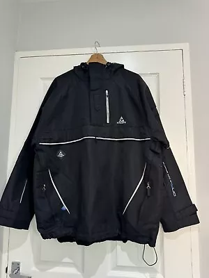 "Chaqueta Le Coq Sportif DNA para hombre L negra sobre la cabeza 1/4 cremallera años 90 pecho 52"" en muy buena condición" Foto 1 de 4