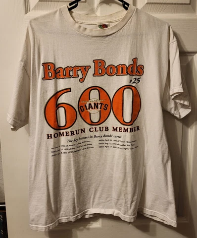 San Francisco Giants Barry Bonds #25 600 Homerun Club Member White XL Shirt Cover