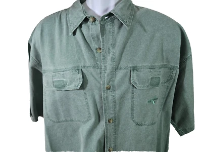 Against the Elements Mens Button Down Up Short Sleeve Shirt Green Size 2XL - Image 1 of 4