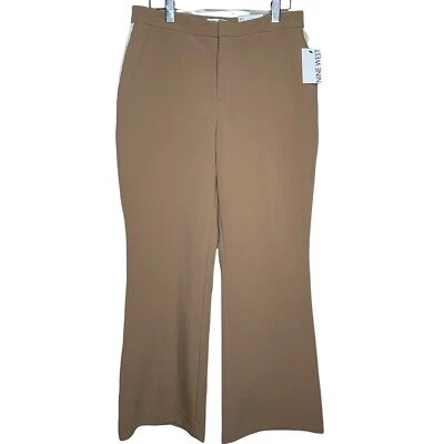 Pantalones de tiro alto Nine West para mujer Elmore Kick acampanados negocios trabajo tostado talla 10 Foto 1 de 4