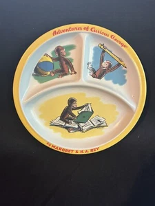 Adventures of Curious George 9" Divided Plate EUC Colorful Zak Designs - Picture 1 of 3