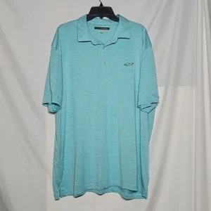 Greg Norman Men Size XXXL Blue Aqua Striped Short Sleeve Golf Polo Shirt BigTall - Picture 1 of 7