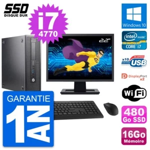 PC HP 600 G1 SFF 22" Display Intel Core i7-4770 RAM 16GB SSD 480GB Windows 10 Wifi - Bild 1 von 8