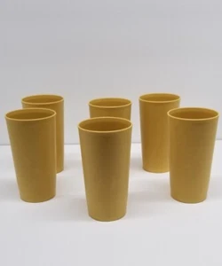Tupperware Tumbler Cups Lot of 6 Harvest Gold 12 oz. 4" x 1" Stackable. - Picture 1 of 11