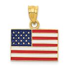 14k Yellow Gold Enameled United States Flag Pendant