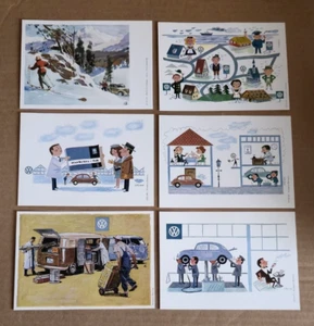 (Lot of 6) VINTAGE POSTCARD Set Volkswagen Beetle AUTO VW BUG AD FROM GERMANY - Picture 1 of 7