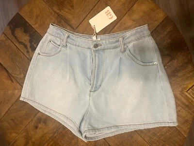 Pantalones cortos de mezclilla plisados de tiro medio GB Juniors, azul claro talla 9 #50 Foto 1 de 4