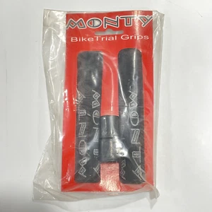 NOS Monty Trials Bike Grips 140mm BMX Vintage New Black Handlebar - Picture 1 of 3