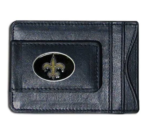 New Orleans Saints NFL Football Team Leather Card Holder Money Clip Wallet Cover