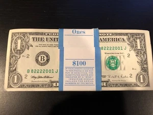 1995 Involucro BEP da un dollaro ($1) banconota sequenziale non in circolazione - 1 nota - Foto 1 di 6