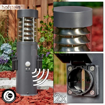 Garten Wege Poller Sockel Hof Leuchte Bewegungsmelder 2 Steckdosen Außen Lampe - Bild 1 von 4