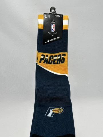 Indiana Pacers NBA Large Mens Socks City Edition Crew Retro Boom Baby Blue Navy Cover