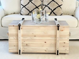 Aparador Mesita baja Madera macizo Mesa de salón tronco Caja vintage shabby - Imagen 1 de 6