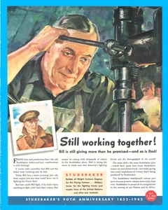Studebaker automobile factory worker mechanic vintage print ad 1942 WWII - Picture 1 of 3