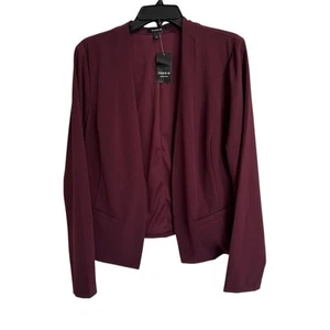 Torrid Wine Tasting Cutaway Crepe Blazer Burgundy Open Front Cardi Womens Size 1 - Picture 1 of 9