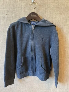 Polo Ralph Lauren Boys Charcoal Grey Zip Up Hooded Sweatshirt Size 7 - Picture 1 of 3