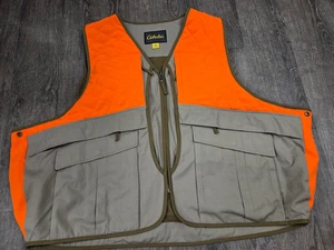 Cabela's Fowl Hunting Vest Mens 2XL Tan Orange Safety Pocket Storage Bird - Picture 1 of 5