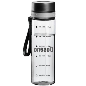 Reusable Water Bottle, 28OZ Clear Water Bottle with Time Marker, Plastic Wate... - Picture 1 of 6