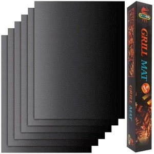Grill Mat Set of 6 - Non-Stick BBQ Outdoor Grill & Baking Mats - Reusable and... - Picture 1 of 6