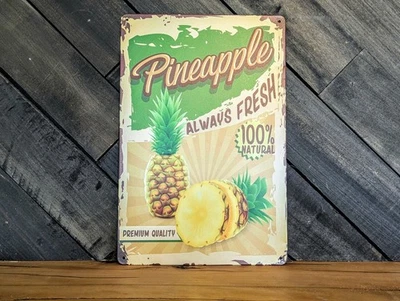 Letrero de piña siempre fresco - Decoración de cocina tropical vintage - 8 x 12 pulgadas Foto 1 de 2