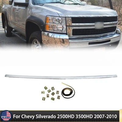 Hood Panel Molding Chrome Trim For 2007-2010 Chevrolet Silverado 2500HD 3500HD - Image 1 of 4