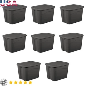 Mittelgroße 18 Gallonen Kunststoff Aufbewahrungsbehälter mit Snap-on Deckel & Griffe 8er Pack Neu - Bild 1 von 22