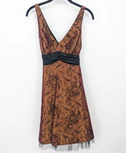 Vintage Y2K Kleid Damen 4 braun Tüll Cocktail irisierend Babydoll Mini Paisley - Bild 1 von 9