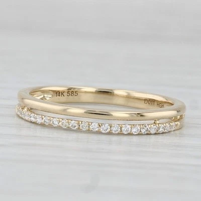 New 0.11ctw Diamond Wedding Band 14k Gold Stackable Anniversary Ring Size 6.5 - Image 1 of 4