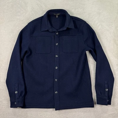 Banana Republic Mens Medium Navy Button Up Shirt Jacket Wool Blend Outerwear EUC - Image 1 of 4