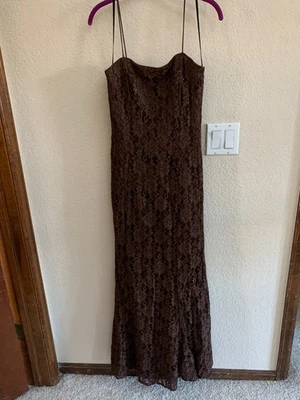 Betsy & Adam Brown Metallic Long Formal Dress Size 4 - Image 1 of 4
