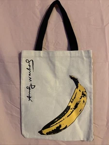 Vintage Andy Warhol Banana Canvas Screen Print Bag Tote NWOT Stripes - Picture 1 of 4