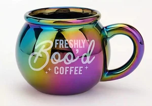 "FRESHLY BOO'D COFFEE" ÖL SLICK IRISIEREND POTBELLY KESSEL KAFFEEBECHER   - Bild 1 von 9
