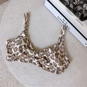 Aerie Bow Tie Front Scoop Neck Bikini Top Swim Women’s Large Animal Print - Picture 1 of 4