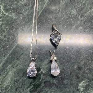 Konvolut Zirkonia Sterling Silber Anhänger mit 20" Halskette 925 - Bild 1 von 7