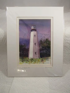 LOU McMURRAY WATERCOLOR PRINT SIGNED LIGHTHOUSE REHOBOTH BEACH, DE - Picture 1 of 2