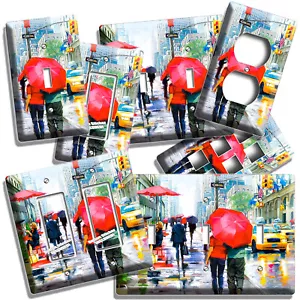 NEW YORK CITY ROMANTIC RAINY DAY TAXI LIGHT SWITCH OUTLE WALL PLATES ROOM DECOR - Picture 1 of 34