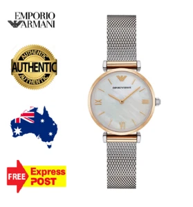 NEW EMPORIO ARMANI CLASSIC AR2068 MOTHER OF PEARL SILVER/GOLD/WHITE WOMENS WATCH - Picture 1 of 9