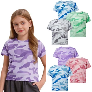 3X Unisex Boy Girls Sports Top Short Sleeve Camouflage Print Army T-shirt AU - Picture 1 of 39