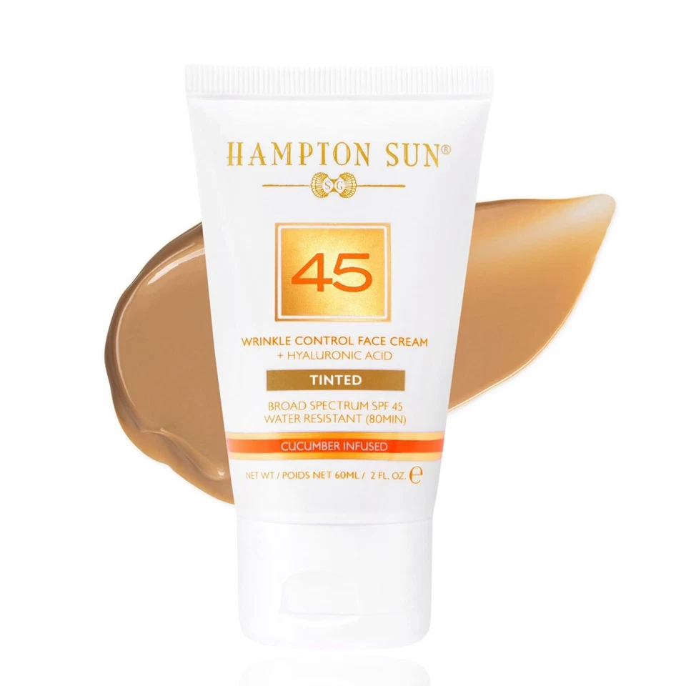 Crema facial tintada Hampton Sun FPS 45 con ácido hialurónico 2 fl. OZ sellado caducidad 1/26 Foto 1 de 1