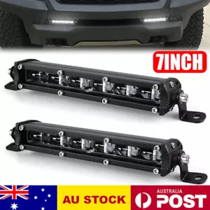 2X 7inch LED Work Light Bar 6D Slim Single Row Lamp Driving Reverse Offroad SUV - Picture 1 of 12