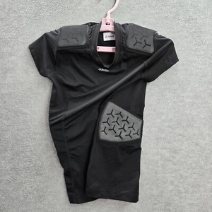 Adidas Boys Activewear Top XL Black Padded Shirt Short Sleeve Logo Spandex READ - Picture 1 of 8