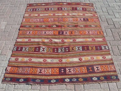 Винтажный небольшой ковер ручной работы 5x7 футов - ковры для гостиной - Изображение 1 из 4