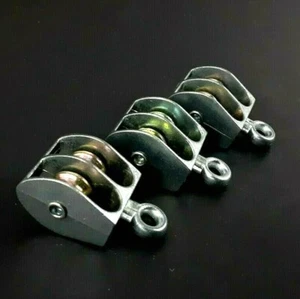 Mini Micro Pulley 3 PACK Double Sheave FIXED EYE Attachment 3/16 inch Max Line - Picture 1 of 12