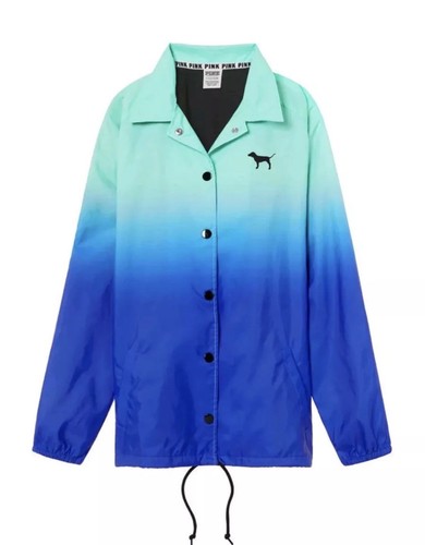 UNDERCOVER Giacca Coaches Victoria's Secret ROSA Blu Verde Teal Dip Dye Ombre S P Nuova con etichette